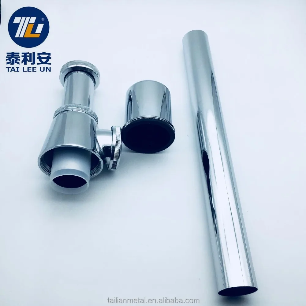 
2018 Round pop up basin waste drain Mixer p trap waste pipe into wall drainage tube drain bottle traps siphon for sink 