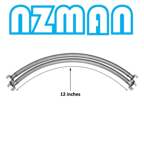 NZMAN Toilet Water Supply Flexible Braided Hose,10-0431 1/2-Inch IPS by 1/2-Inch IPS by 30-Inch Water Supply Connector