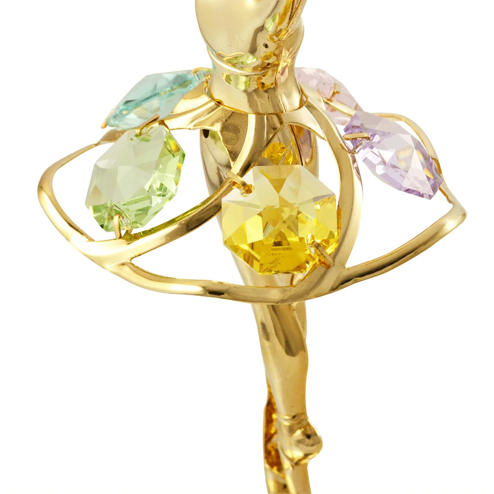 Crystocraft 24k Gold Plated Dancing Ballerina Figurine Gift with Brilliant Cut Crystals Ballet Dancer Statue
