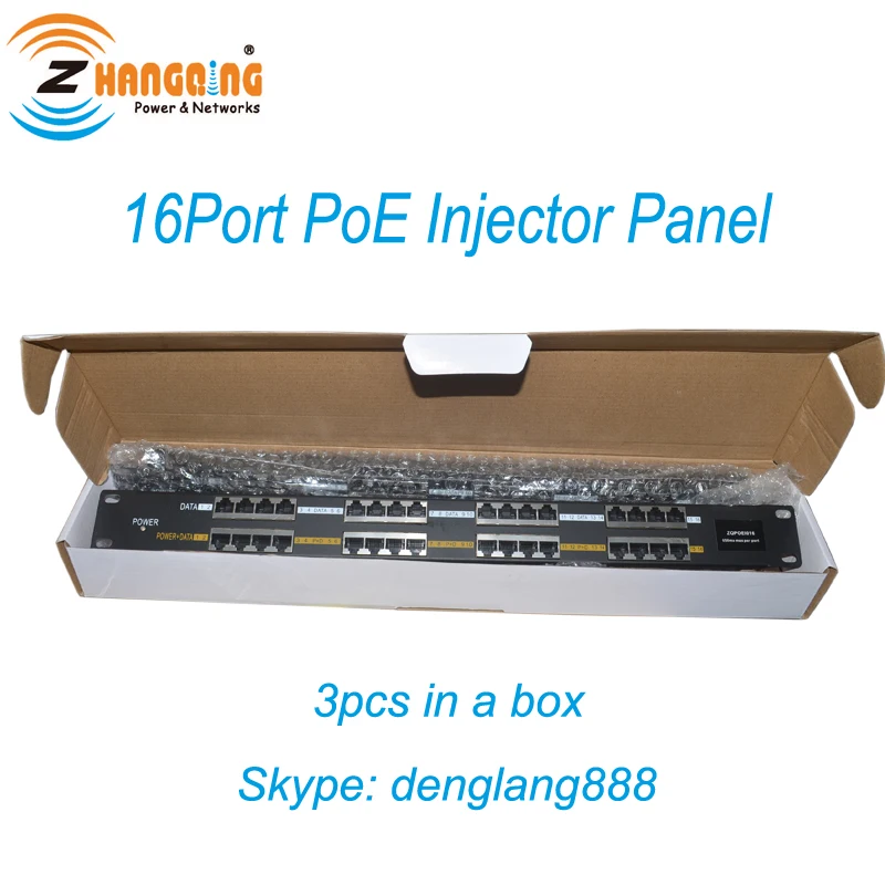 POE-16-1U Rack mount Passive 802.3af 802.3at 24v 48v 56v poe panel 16 port poe injector for Camera AP