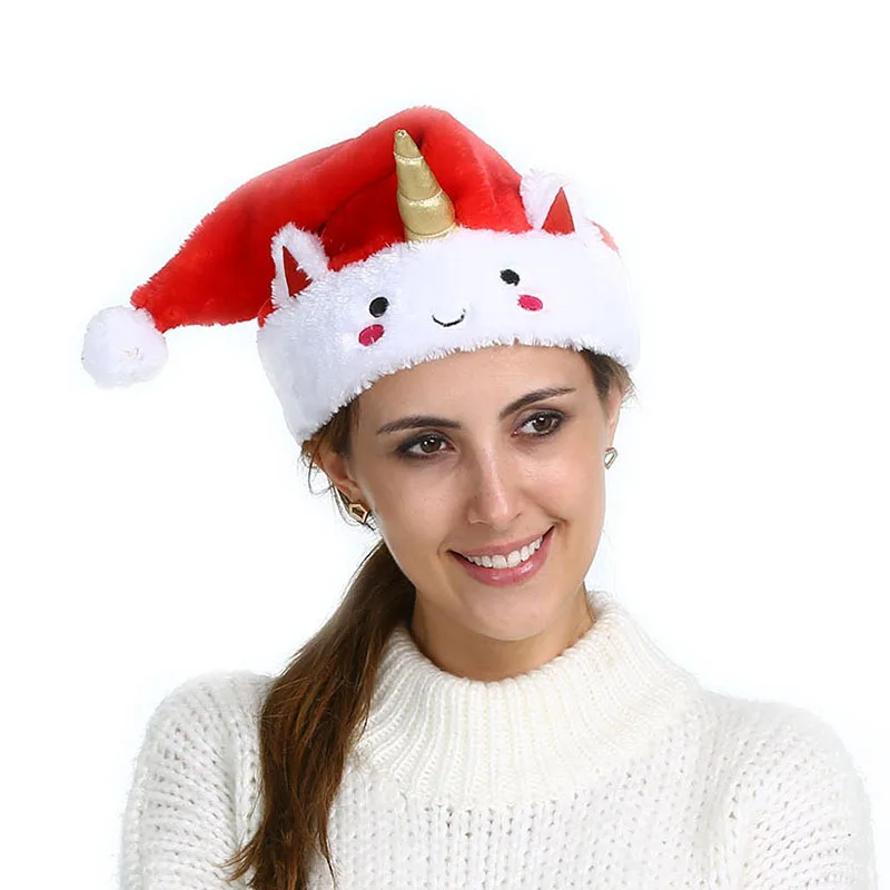 2018 New Christmas Cap Unicorn Santa Claus Hat Santa Hat