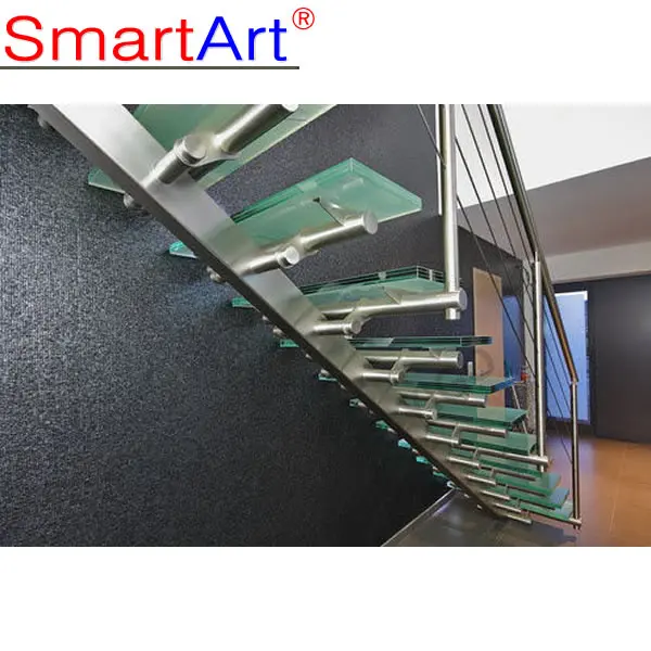 High quality Metal & glass Straight Staircase