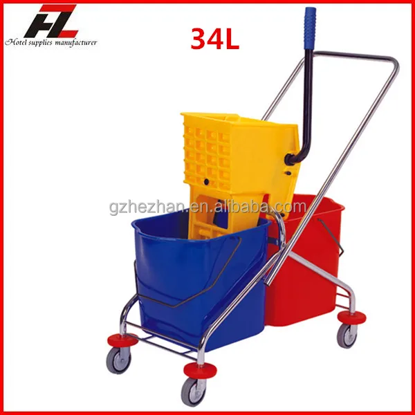
cleaning trolley double bucket / double mop bucket with wringer 