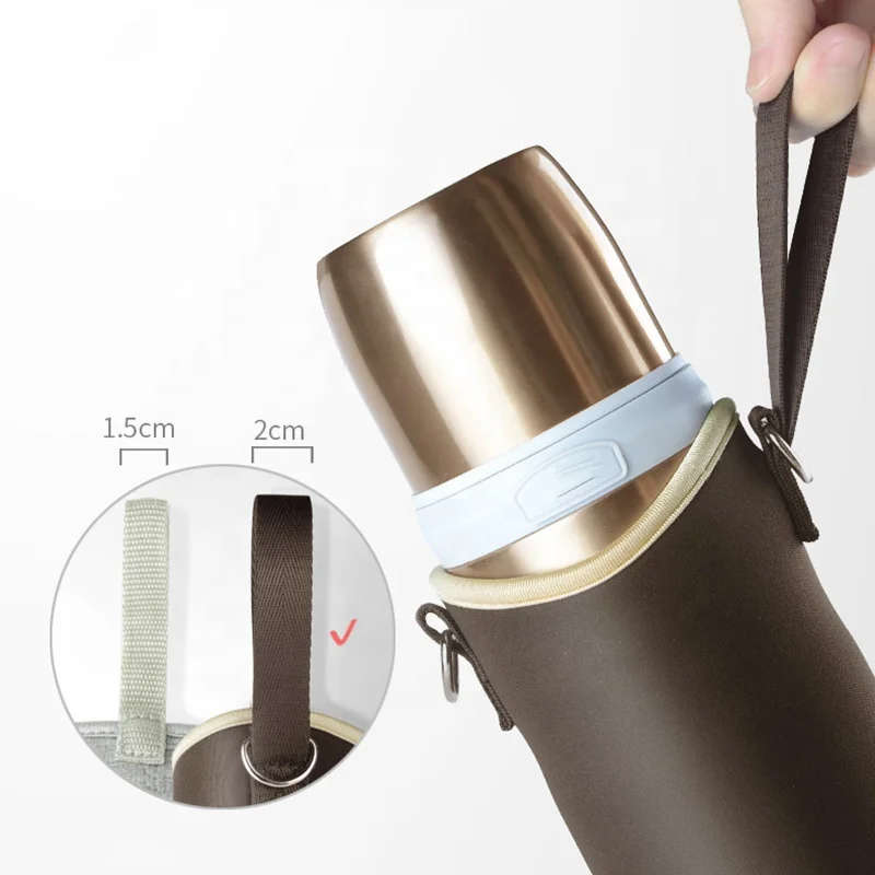 Customized Logo Water Bottle Sleeve,Neoprene Water Bottle Holder With Shoulder Strap