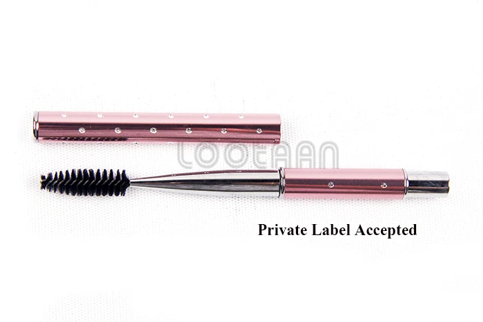New Design Private Label Cosmetics Retractable Mascara Brush, Diamond Dots Metal Mascara Eyelash Brush