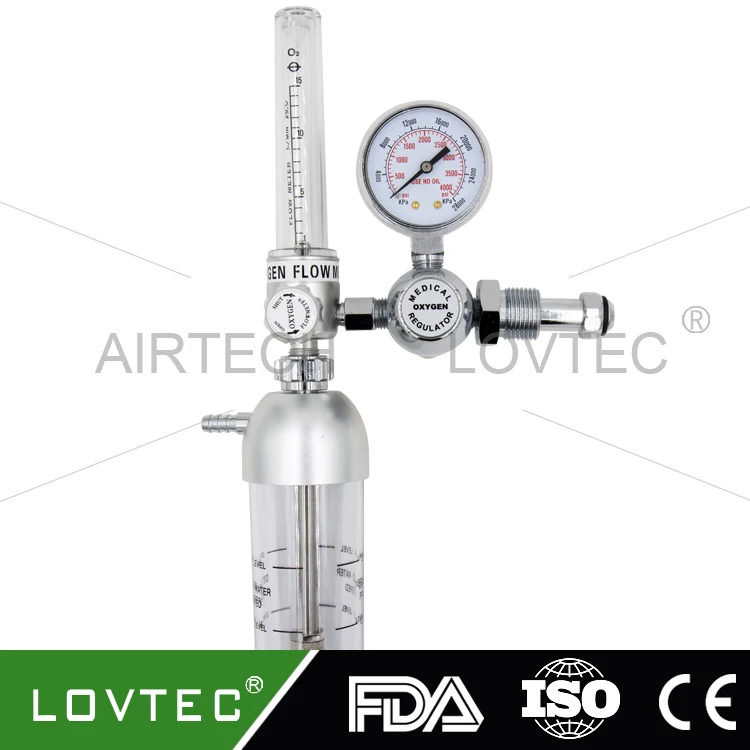 aluminum medical oxygen flow meter regulator with humidifier bottle