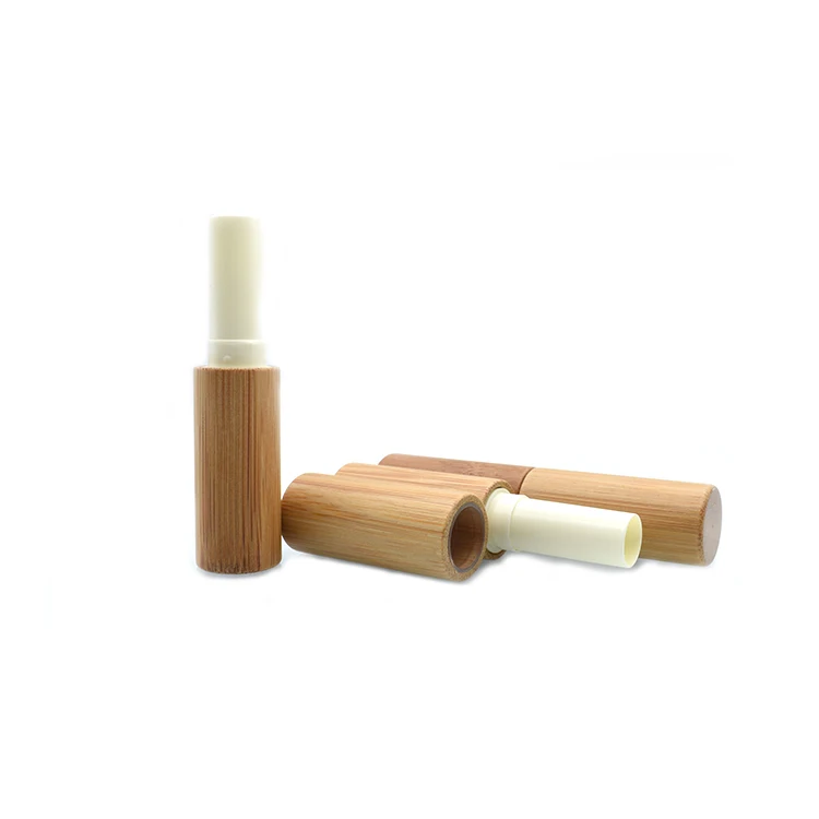 Оптовая продажа, небольшой натуральный пустой косметический Бамбуковый Контейнер для губной помады 4 г 5 г