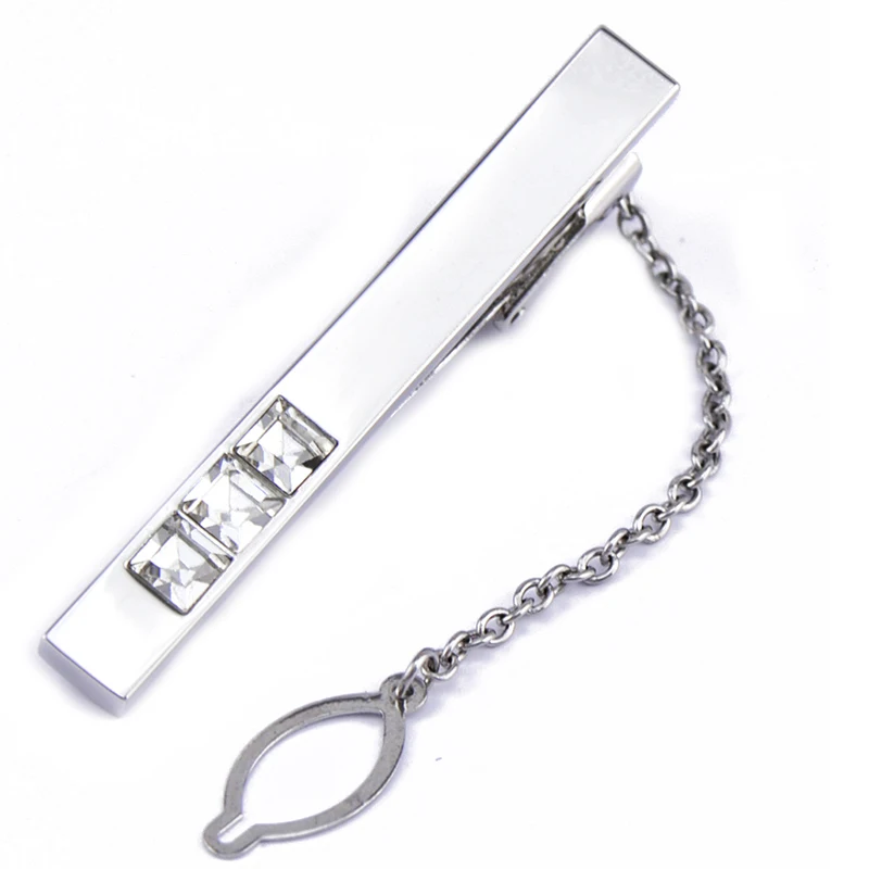 Высококачественный классический мужской зажим для галстука на цепочке с гравировкой без логотипа на заказ