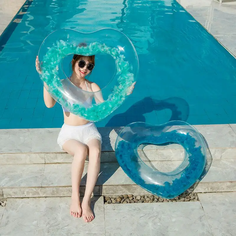 factory newest custom INS good selling beach and pool party toys swimming heart ring float inflatable float pool ring beach toys