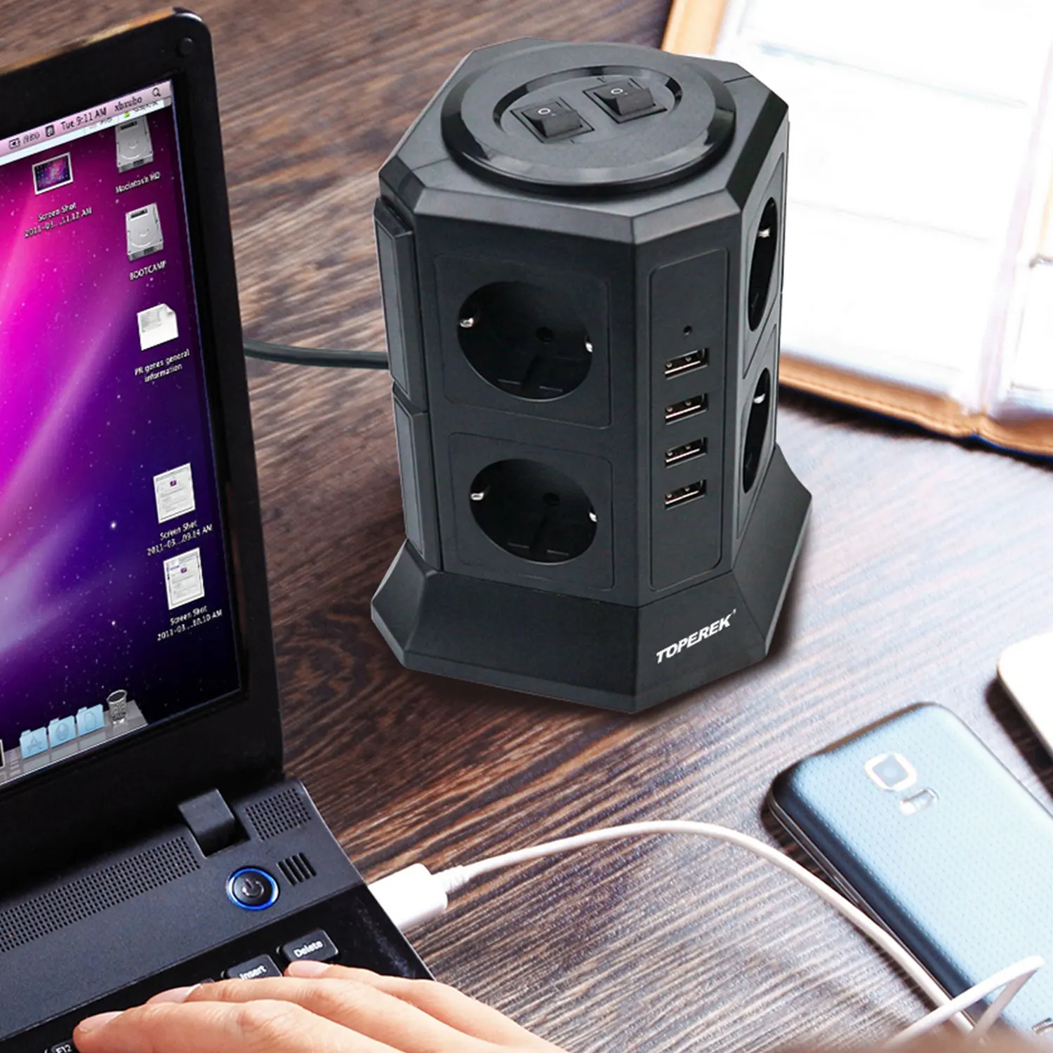 Многофункциональная Вертикальная Розетка с защитой от перенапряжения с вилкой европейского стандарта и USB-разъемом для зарядной станции для Турции