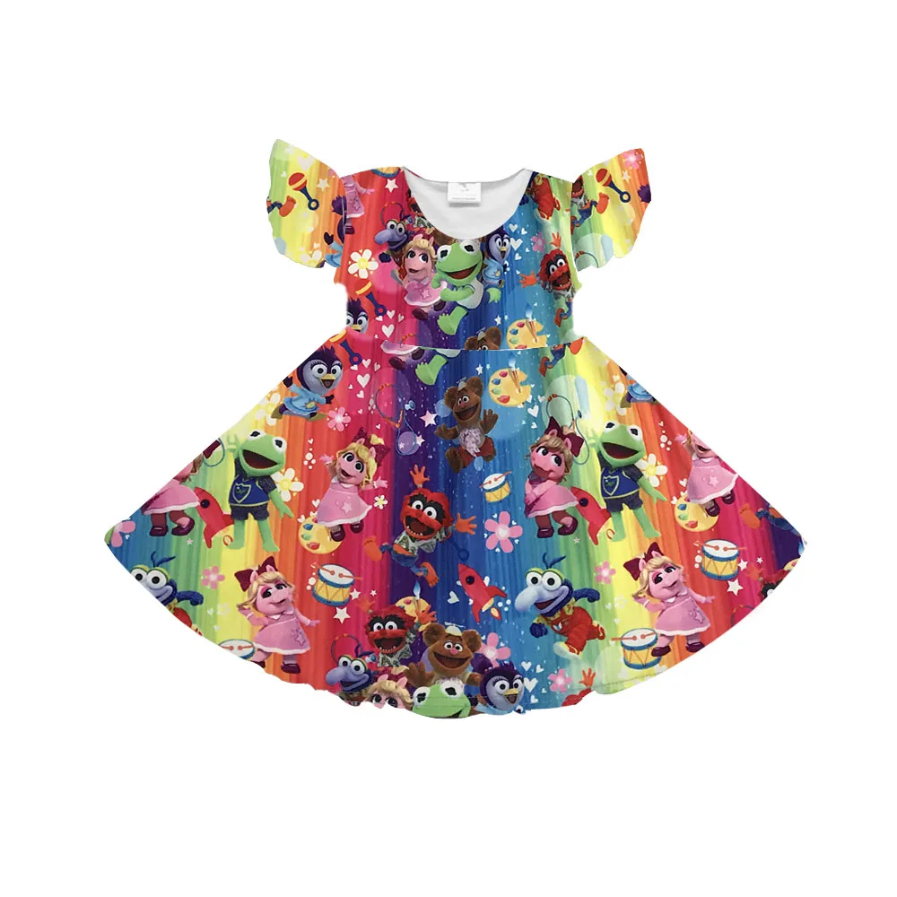 
Latest children clothing 5 year old girl dress wholesale baby girl twirly dress 