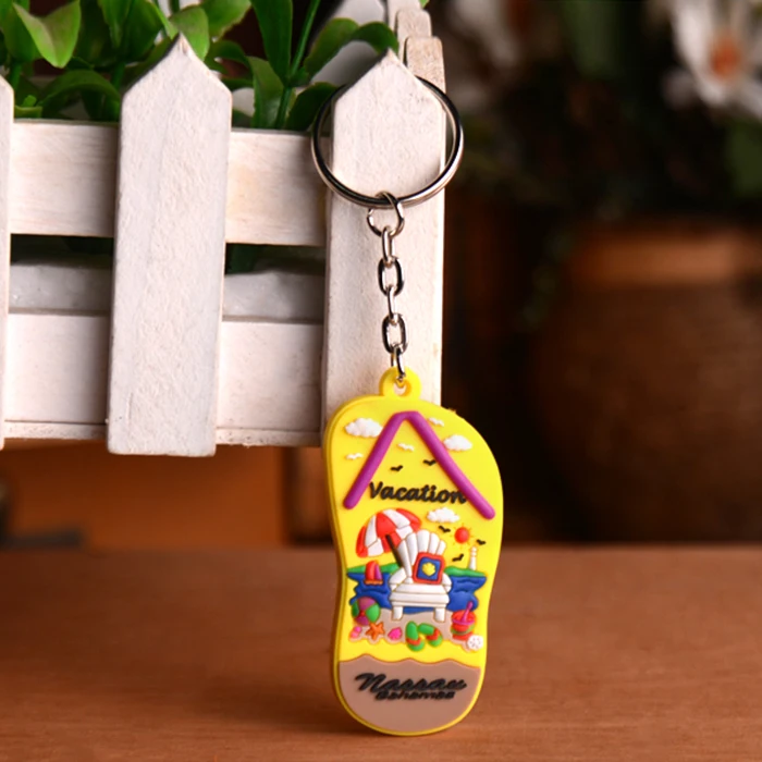 2018 Custom Personalized Popular Bahamas Souvenir PVC Key Ring/ Tropical Key  ring with chain