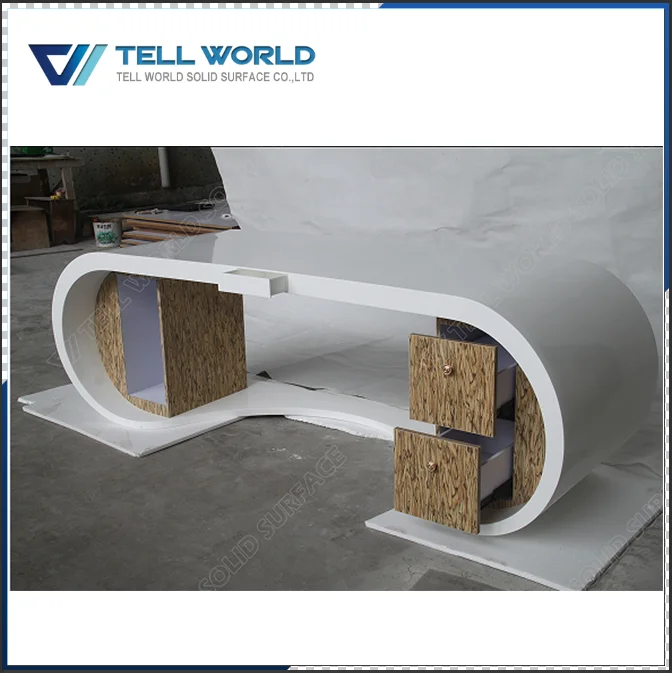 Antique White Office CEO Desks Acrylic Luxury Director Table With Filing Cabinets For CEO Office