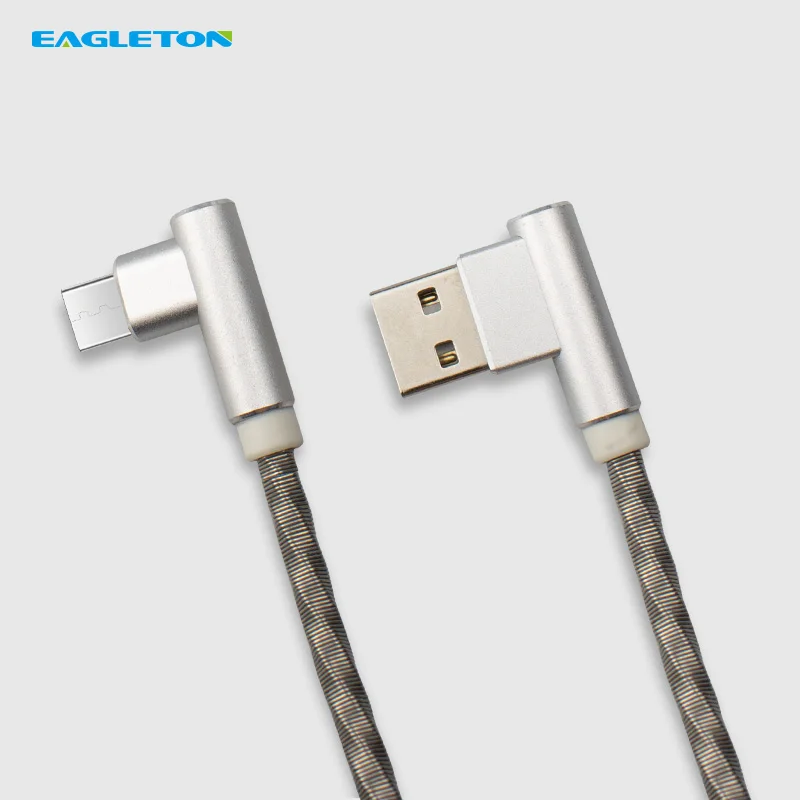 Нейлон тканые данных кабель под прямым углом 90 градусов USB кабель для зарядки