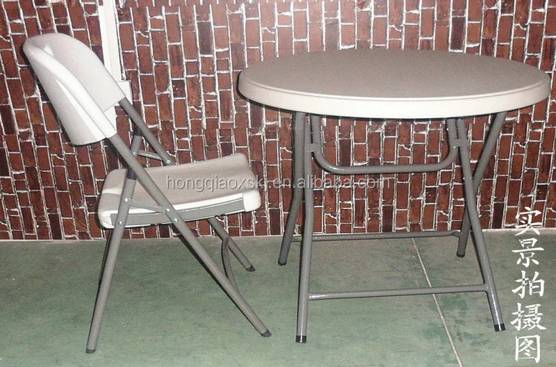 bar catering small round table/80*74cm regular outdoor cocktail table/outdoor folding HDPE table with steel frame strong designs