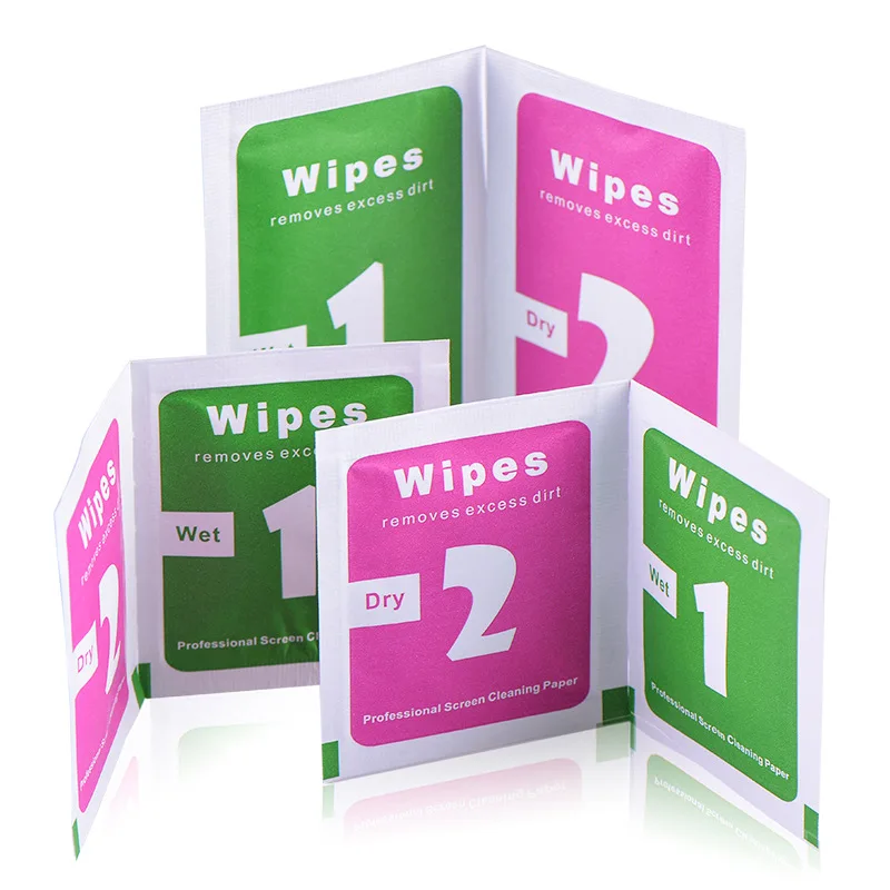 Высококачественная салфетка для очистки экрана, Влажная и сухая упаковка для мобильного телефона, очков, салфетка для очистки экрана мобильного телефона, Влажная и сухая