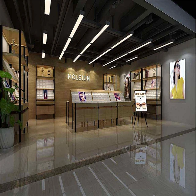 
modern optical shop used glass showcases, sunglasses shop interior design 