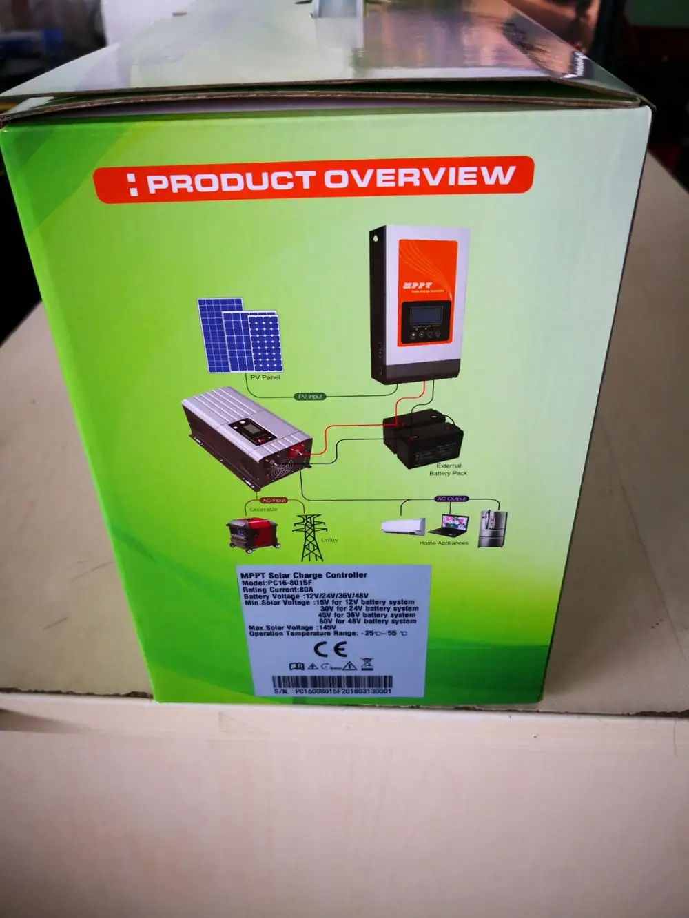 MUST Solar New MPPT 12/24/36/48V 60A 80A Solar Charger Controller with LCD Display