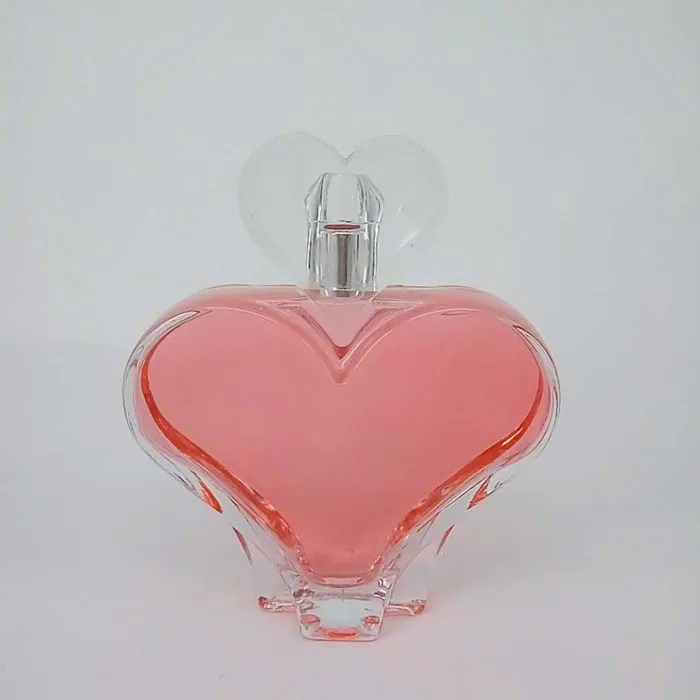 100ml heart shape clear glass perfume bottle luxury glass bottle with heart shape cap