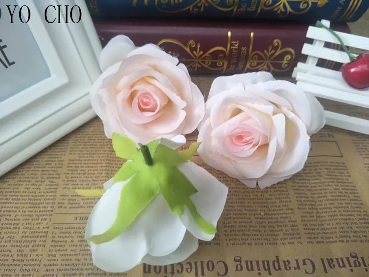 YO CHO mariage valentine decoration fabric silk realistic artificial silk faux fake artificial flower latex rose head