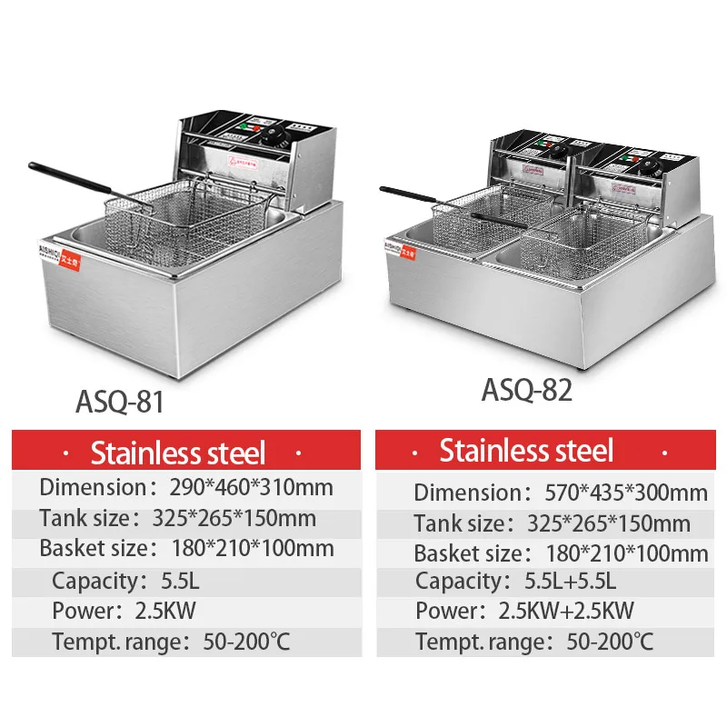 high quality factory wholesale price stainless steel fryer with oil valve # ASQ -101V