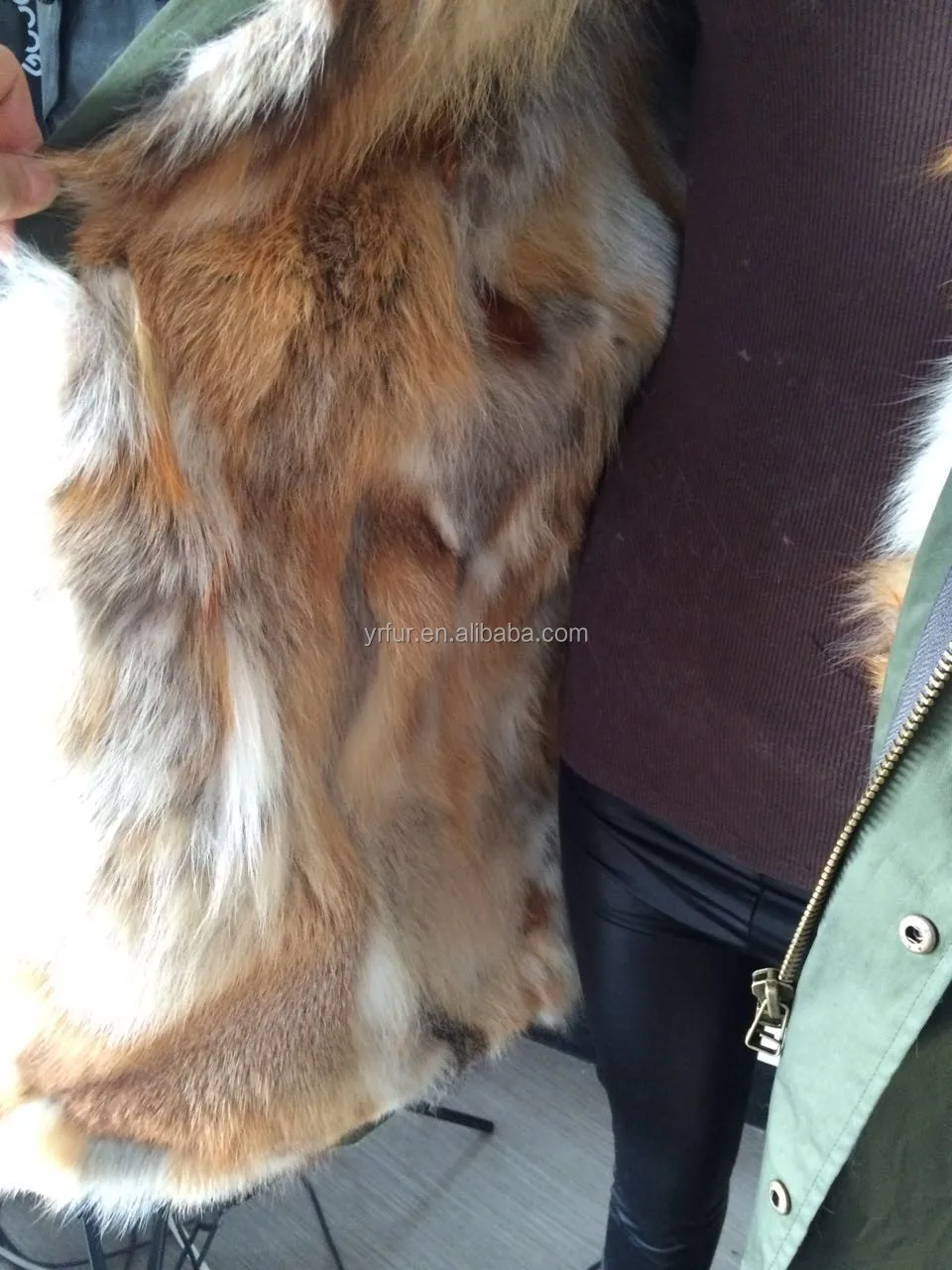 YR795 Fox Fur Lined with Raccoon fur Hood trimming Parka