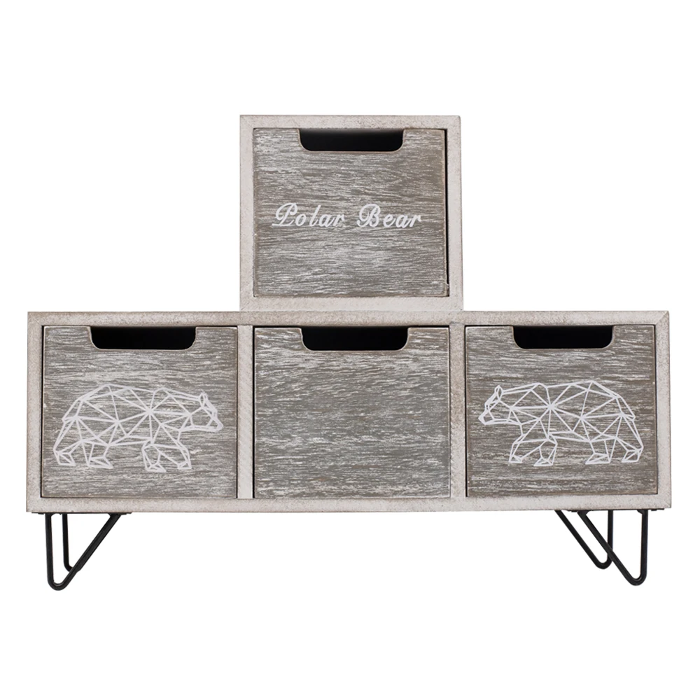 Rustic unfinished small wood stackable drawer wood cabinet storage