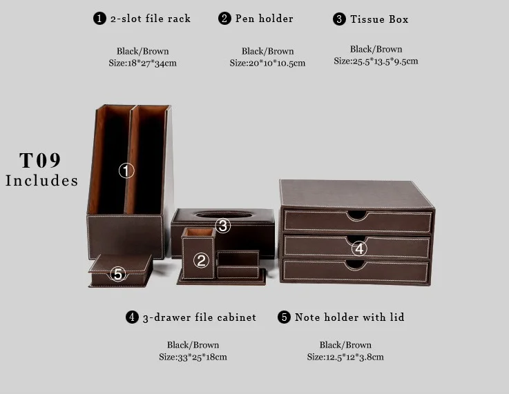 Office Supplies Leather Desk Organizer Desk Office Stationery Set