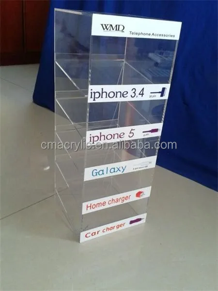 6 tier Cases Charger Counter Display Clear Acrylic Mobile Phone Cellphone Accessories Display Stand