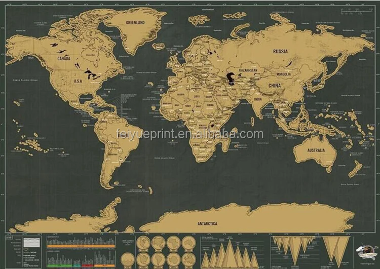Manufacturer supply Black scratch world map