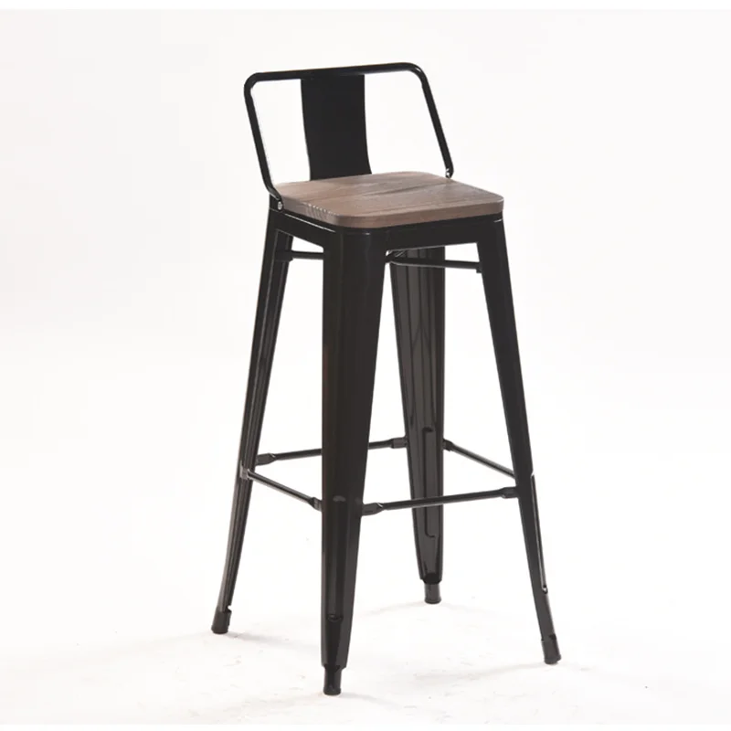 
Wood top wide back bar stool,metal industrial singer high use stool 
