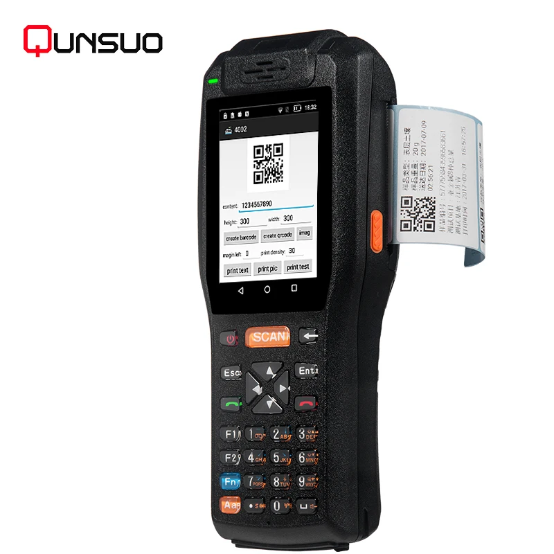 Android PDA 3506 barcode QR code scanner integrated with printer