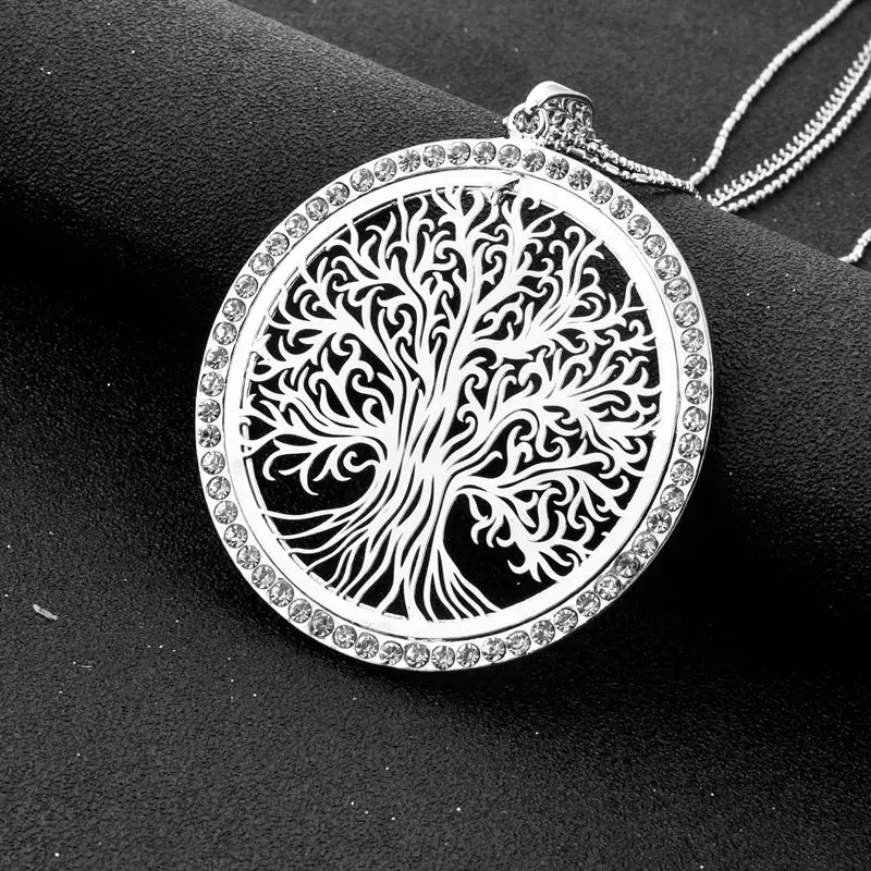 New Design Long Gold Necklace Custom Jewelry Curved Tree Of Life Pendant Women Necklace