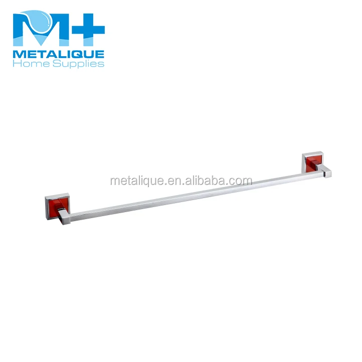 
Metalique 615mm Zinc Alloy Mirror Polished Chromed Square Single Towel Rail Bar 