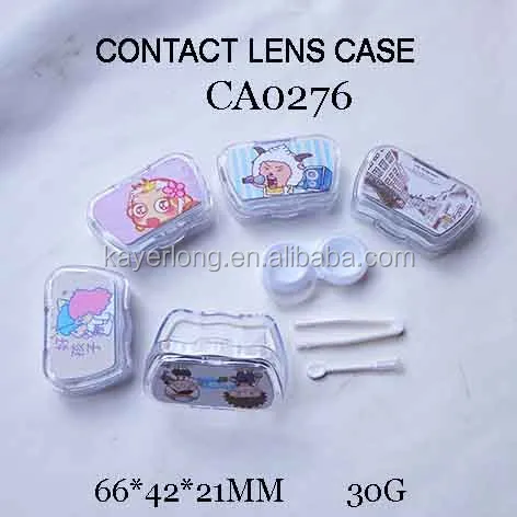 semi-transparency cartoon mix color contact lenses case travel box CA0276