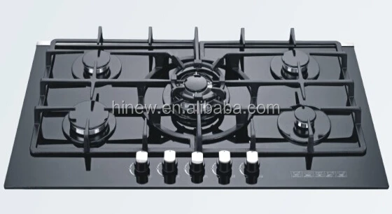High quality  LPG or NG tempered 5 burners gas hobs