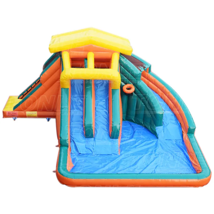 Backyard small inflatable water slide splash pool cheap blow up for sale