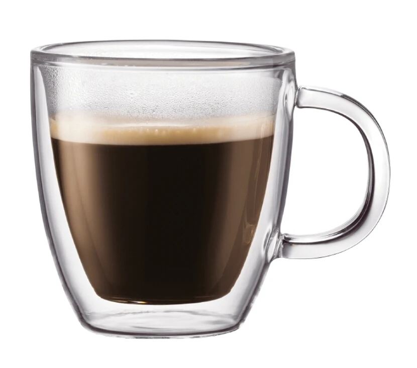 250/350/450ml double wall borosilicate glass coffee mug