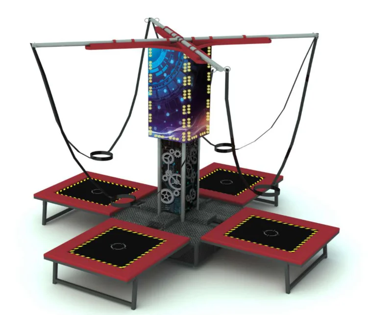 Amusement Park children a 4 person bungee trampoline+trampoline outdoor
