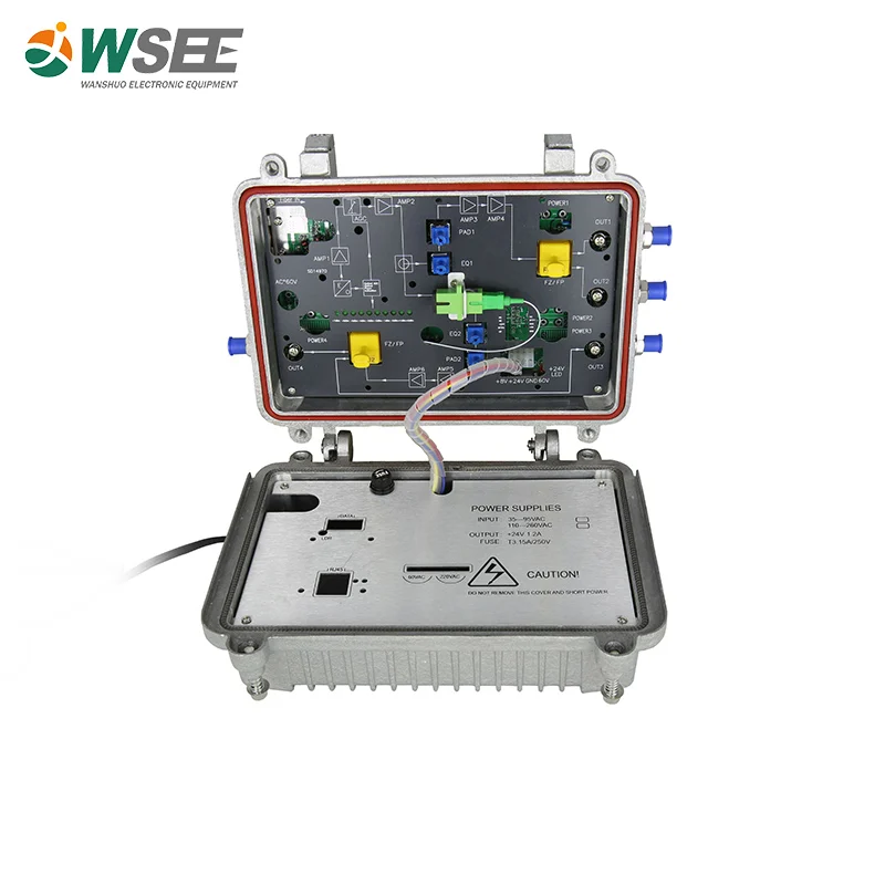 HFC CATV Outdoor 4 Outputs AGC Fiber Optic Node Cable Line Optical Receiver