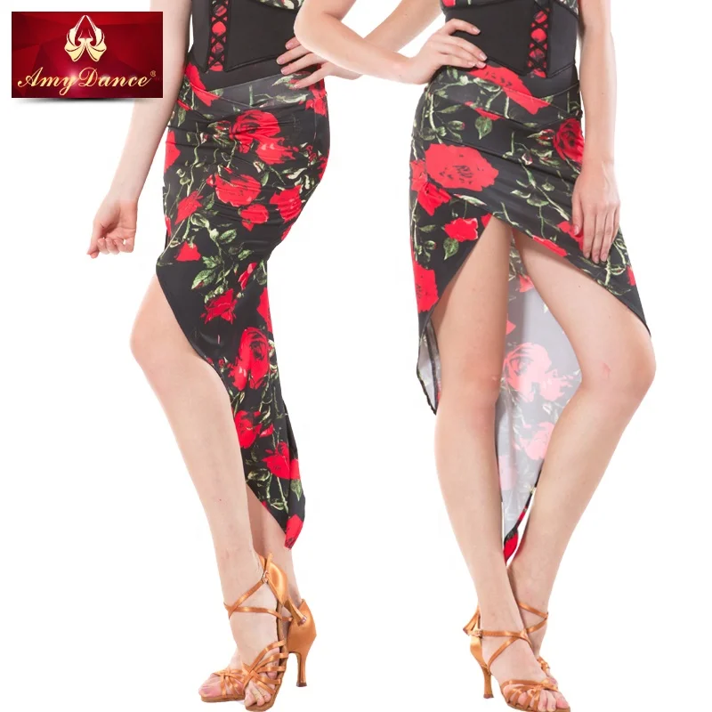 3 color side split fishtail modern square latin practice skirt for women latin dance costume