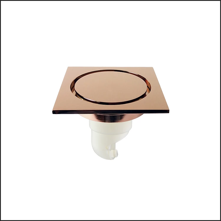 High-end Round Cover square Design Rose Gold Plated Shower Floor Drain