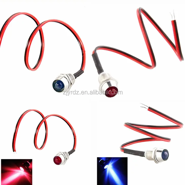 8MM Small Power Supply Metal Light Indicator Light 5MM Lamp Bead LED 12v 24V