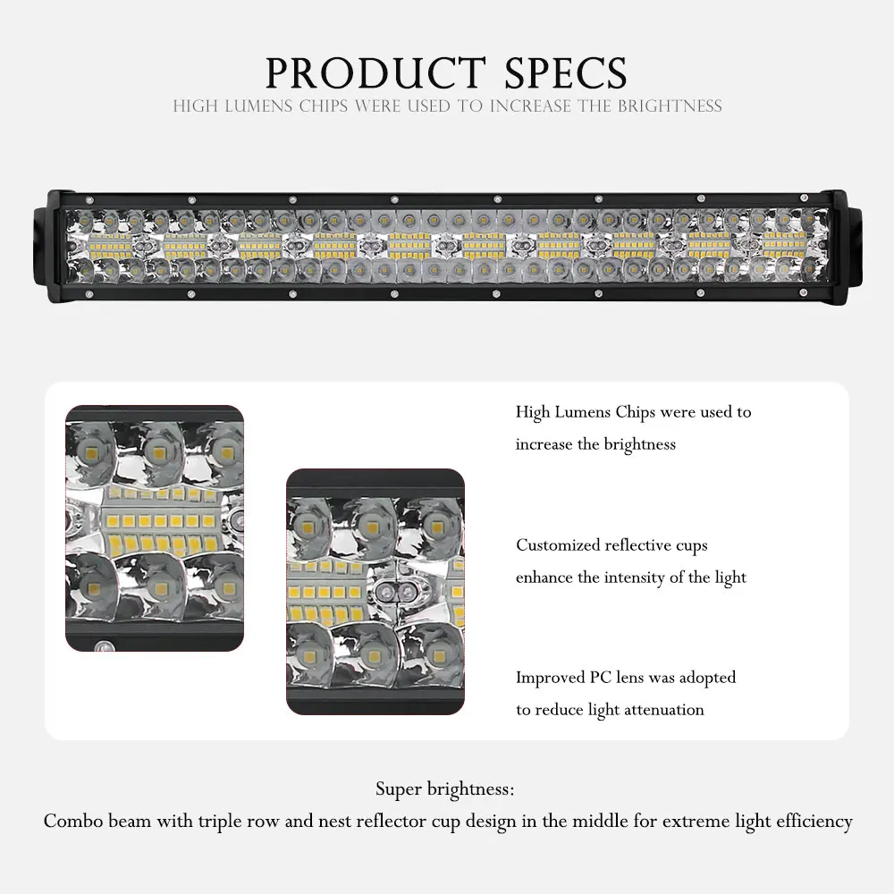 Лидер продаж, автомобильная светодиодная балка, 12 В, 22 дюйма, 32 дюйма, 42 дюйма, 24 Вольта, 4x4, Aurora 52 дюйма