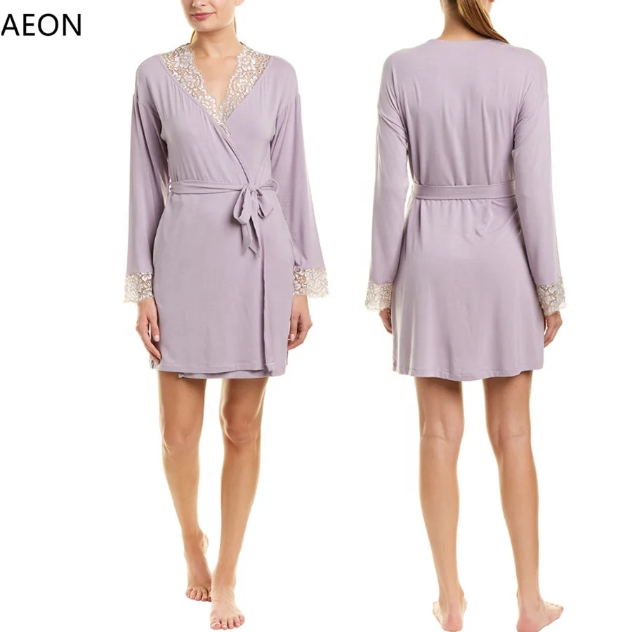 Wholesale Silk Satin Rayon Cotton Bridal Lace Robe for Women
