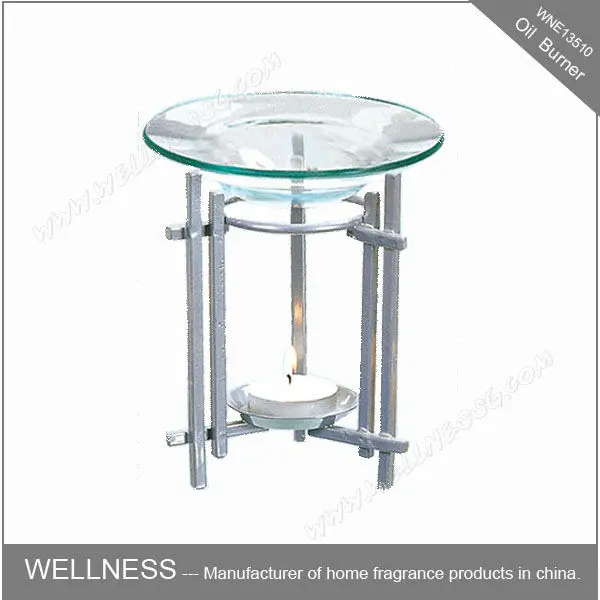 new design fragrance metal and glass oil burner with tealight