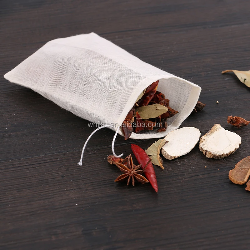 Undyed organic cotton drawstring cooking bag small gauze bags