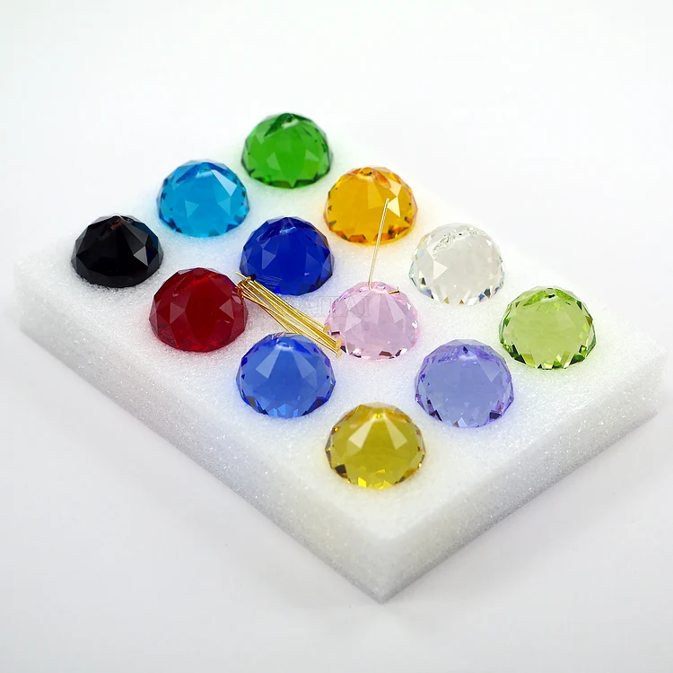 
Wholesale 30mm K9 high quality colorful chandelier Lighting Crystal Prism Ball Hanging Pendant 1 set of 12 colors 
