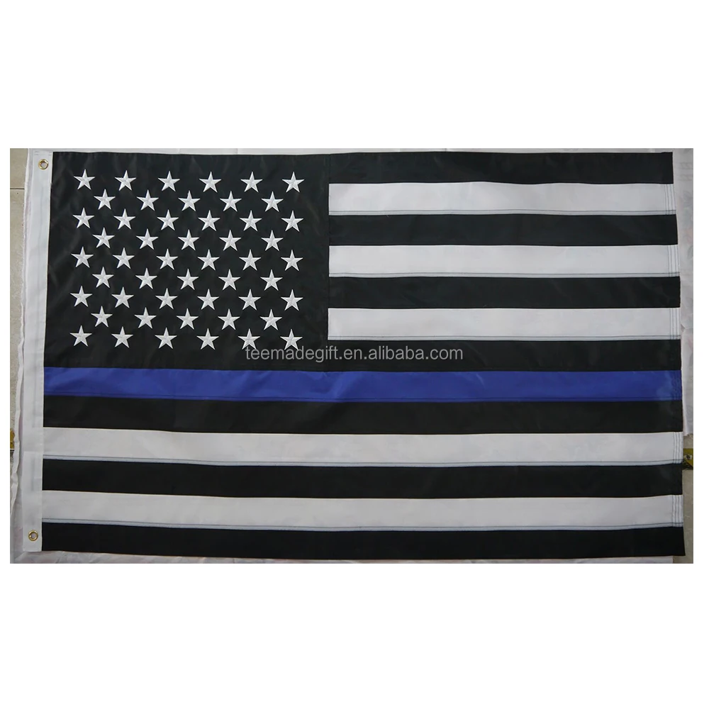 
Hot Sale 3x5ft embroidered thin blue line and thin red line flag 