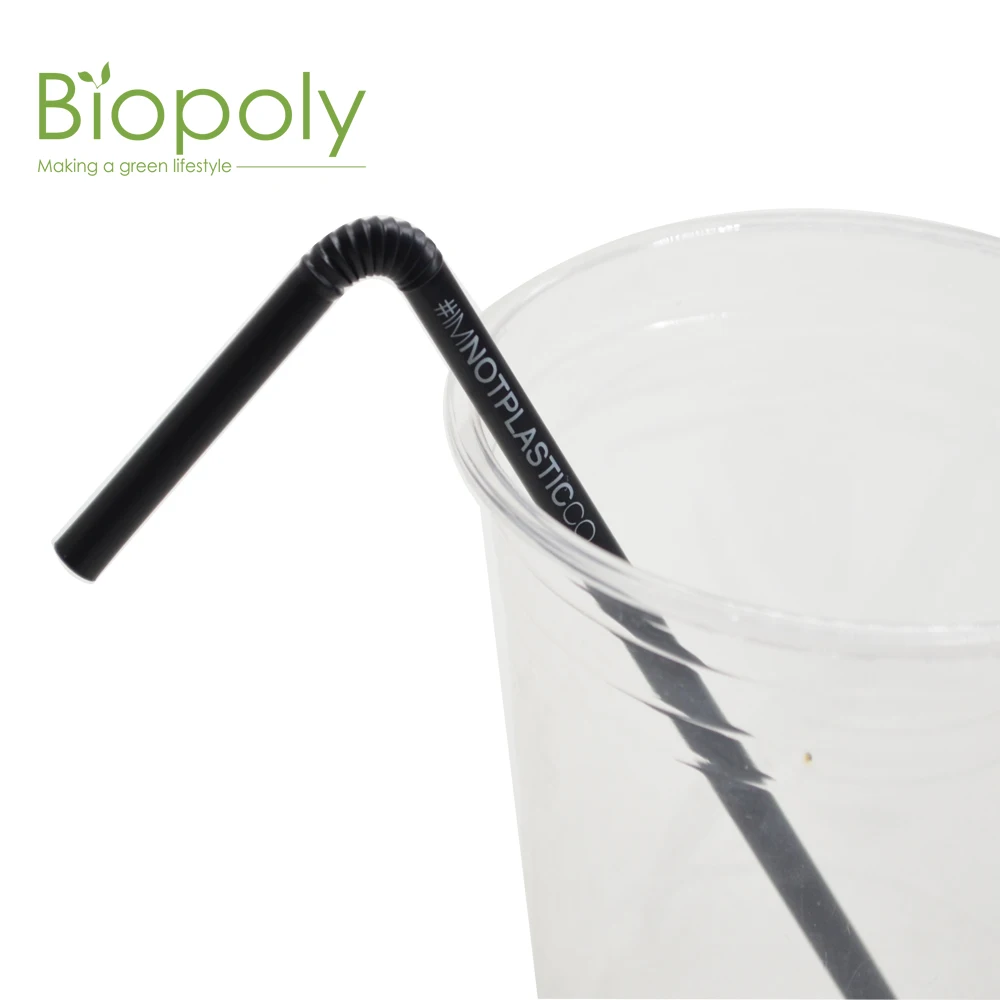 biodegradable non plastic drinking straw PLA 8mm plastic straws pointed pajilla de agabe desechable
